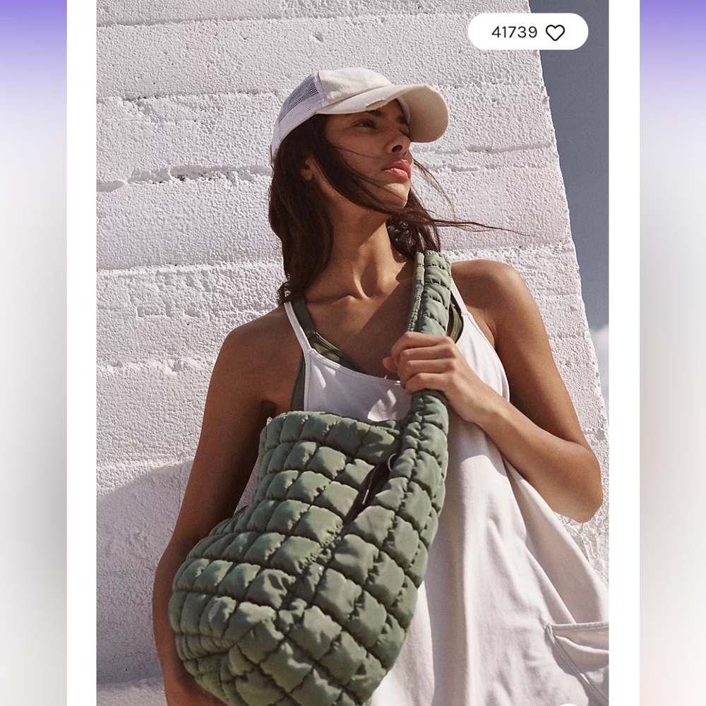 Free People Olive Quilted Shoulder Bag